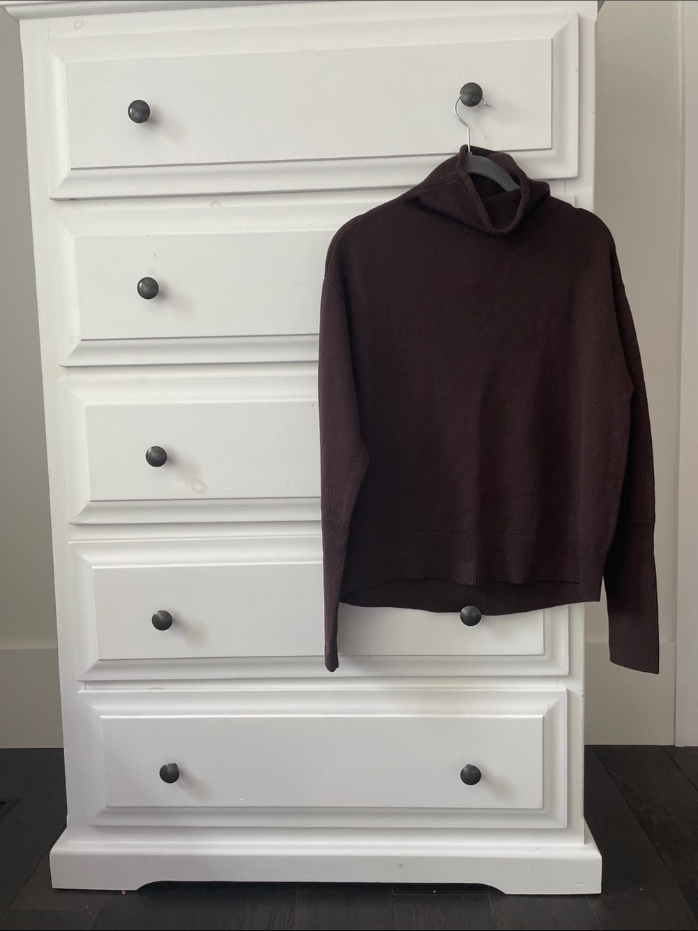 Aritzia Wilfred 100% Merino Wool Turtleneck Sweater in Chocolate Brown